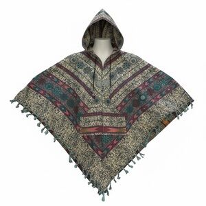 Women’s Large Boho Hooded Poncho